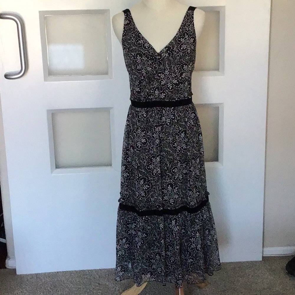 Bohemian black and white midi dress